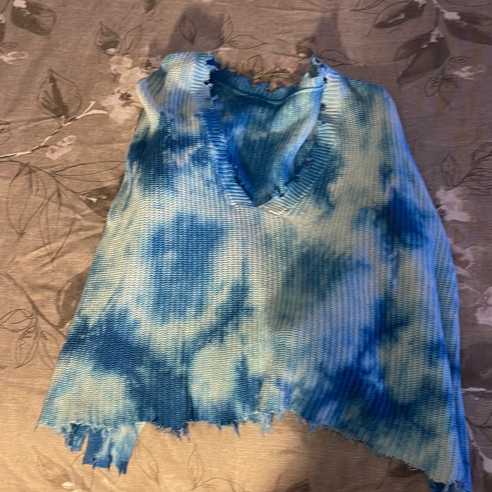 A sweater crop top in a light blue